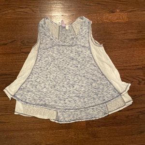 White and blue heather tank top.